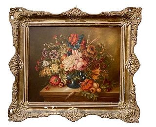 19th Century Signed Still Life - Oil on Canvas
