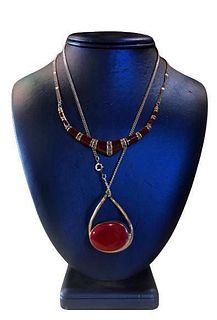 2 Sterling Silver - Red Necklaces
