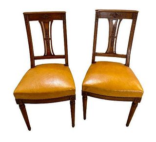 Pair of Art Deco Carved Side Chairs