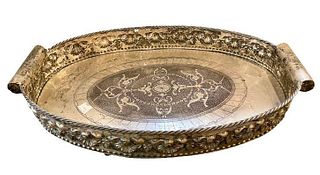 Repose Carved & Etched Silver Platted Tray