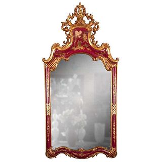 French Chinoiserie Style Mirror by Maison Jansen
