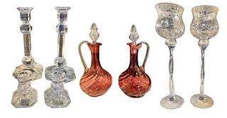 Assorted Collection of Candle Holders & Decanters