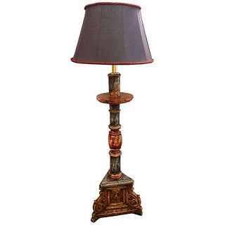 Painted Italian  Candle Prick Standing Lamp