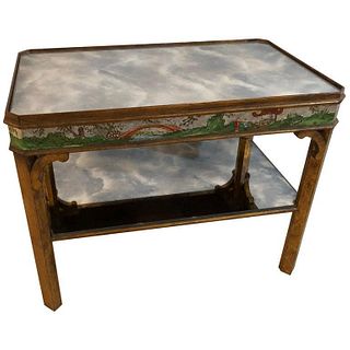 Coffee Table with Poly-Chromed Mirrored Scenes