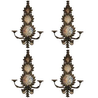 Two Pair of Mirrored and Metal Candle Sconces