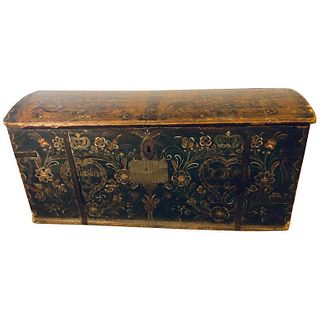 Original Painted Dowry Chest Trunk, Dated 1840