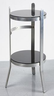 Aluminum and Black Glass Table