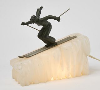 Art Deco Skier Lamp