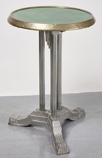 Art Deco Metal -Table Green Glass Top