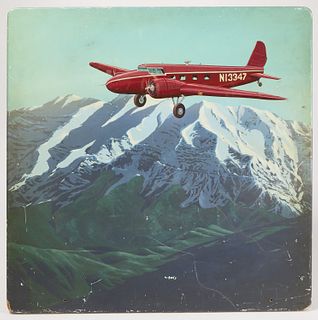 Large Painted Sign with Red Airplane