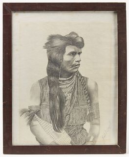 Folk Art Cowboy Painting & Native Drawing