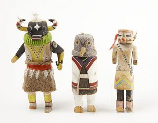 Three Native Carved Kachina Dolls