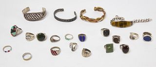 Lot of Silver 17 Rings & 4 Bracelets