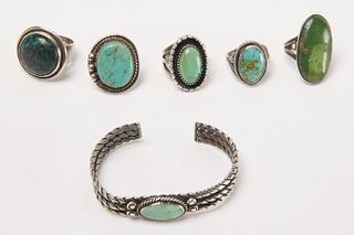 Navajo Bracelet and 5 Navajo Rings