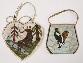 Two Pictorial Beaded Bags