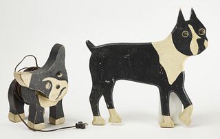 Two Folk Art Dog Sculptures