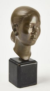 Asian Bronze Bust of a Lady