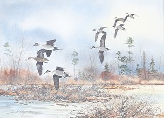 David A. Hagerbaumer (1921-2014), Pintails on a River Marsh