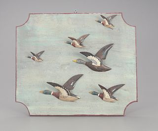 Plaque with Miniature Flying Mallards, Charles Hart (1862-1960)