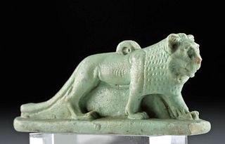 Egyptian Faience Pendant of Prowling Lion, ex-Sotheby's