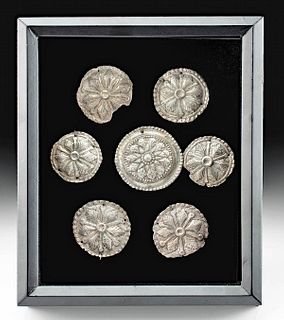 Group of 7 Greek Silver Roundel Appliques