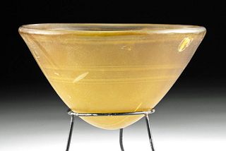 Greek Hellenistic Yellow Glass Mammiform Bowl