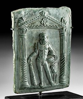 Published Roman Leaded Bronze Votive Plaque w/ Herakles