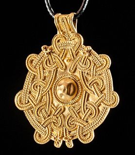 Stunning 10th C. Viking Gold Bracteate Pendant