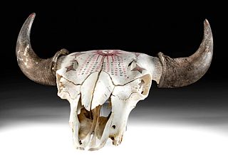 19th C. Native American Painted Bison Skull