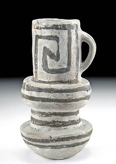 Anasazi Pottery Black on White Double Lobed Mug