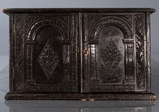 Gothic Style Continental Tabletop Cabinet, C. 1890