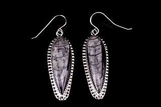 Navajo Jerome Begay Silver & Orthoceras Earrings