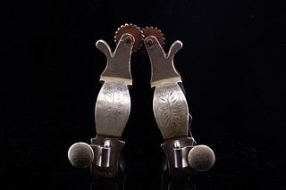 Stan Ruano Double Mounted Silver Spurs c. 1930's