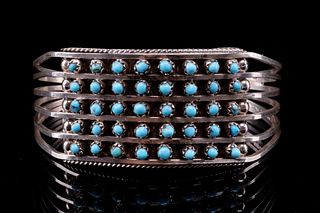 Zuni Don Lucas Silver & Petite Turquoise Bracelet