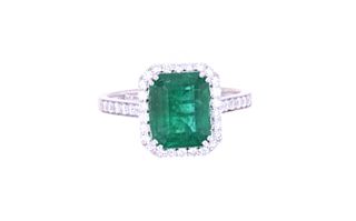 GIA Certified 2.53ct Emerald & Diamond 18k Ring