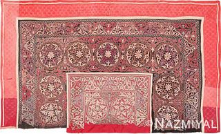 ANTIQUE UZBEKISTAN EMBROIDERED SUZANI. 6 ft 7 in x 4 ft (2.01 m x 1.22 m).