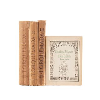 Torquemada, Fray Juan de/ Pomar, Juan Bautista- Zurita, Alonso de. Monarquía Indiana/ Nueva Colección de Documentos... Piezas: 4.