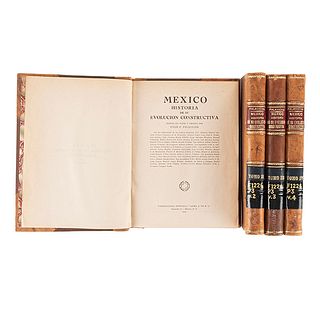 Palavicini, Félix F. México Historia de su Evolución Constructiva. México, 1945. Tomos I - IV. Dos mapas plegados. Pz: 4.