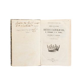 Prescott, H. Guillermo. Historia del Reinado de los Reyes Católicos D. Fernando y Da. Isabel. Madrid, 1855. Tercera edición. 2 láms.