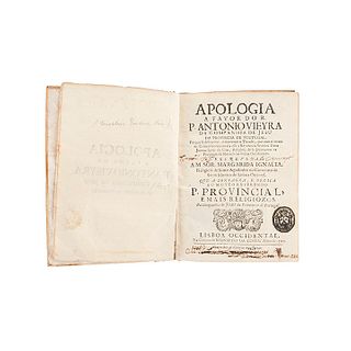 Sor Margarida Ignacia (Luis Gonçalves Pinheiro). Apologia a Favor do R. P. Antonio Vieyra da Compahia de Jesu... Lisboa, 1727. 1a ed.