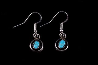 Navajo Phil Garcia Silver & Turquoise Earrings