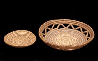 Papago Indian Hand Woven Coil Basket Pair
