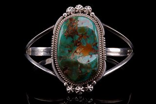 Navajo Richard Begay Silver & Turquoise Bracelet