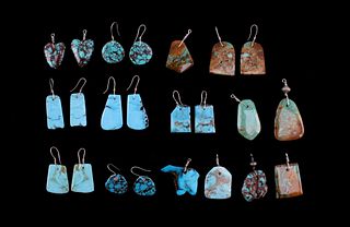 Navajo Silver Turquoise Nugget Earrings/ Pendant