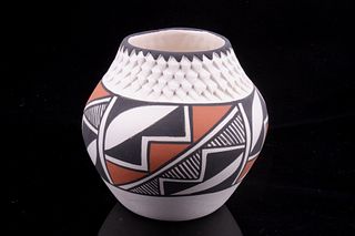 Signed Acoma Polychrome Pottery Jar c. 1950's