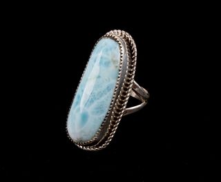 Navajo Larimar & Sterling Ring by Tom Taylor