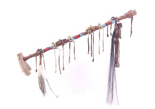 Apache Beaded Ceremonial Antler Tine Walking Stick
