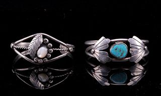 Navajo Sterling Silver Turquoise Bracelets Pair