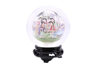 Chinese Inside Micro Painted Orb w/ Stand