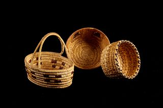 Collection of Papago Indian Hand Woven Baskets